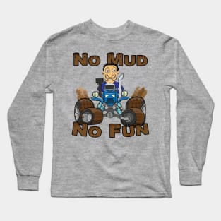 No Mud No Fun Off Road Tractor Blue Long Sleeve T-Shirt